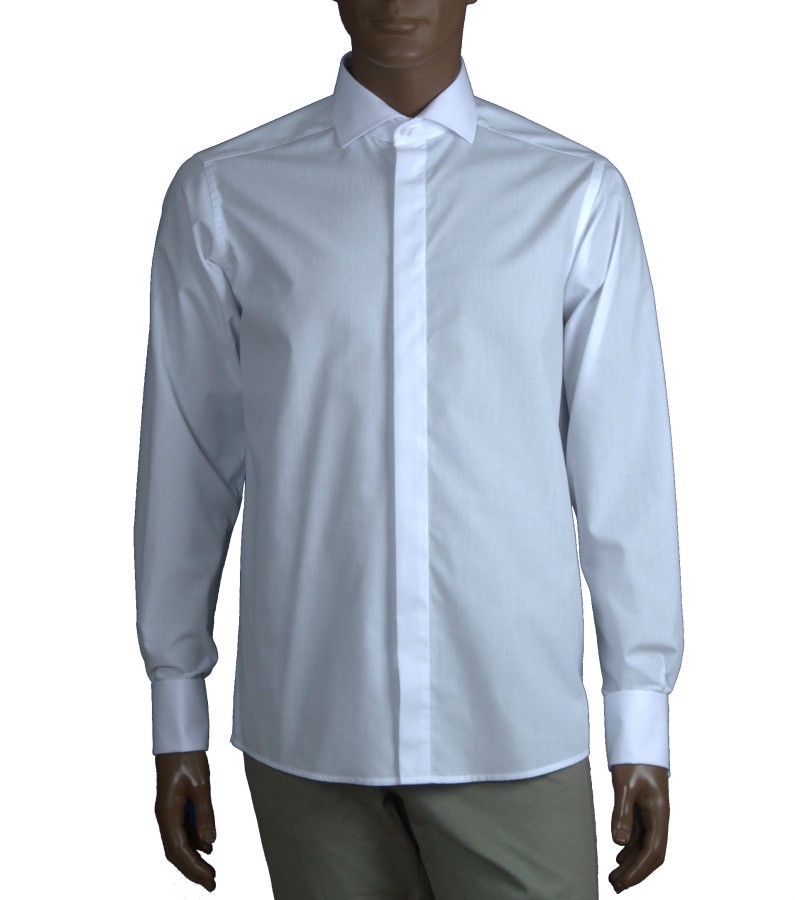 Balti vyriški marškiniai su sąsagomis
