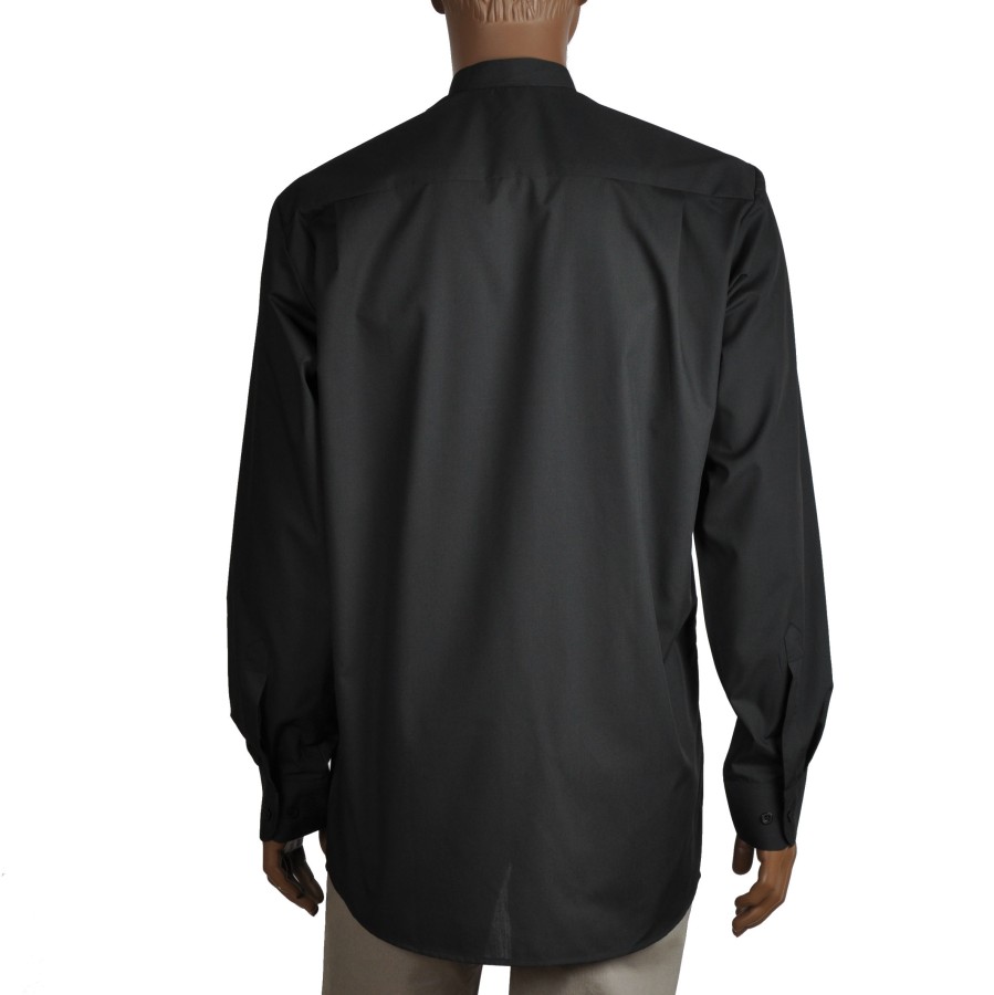 Black dress shirt with mandarin collar 4849
