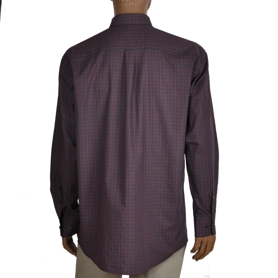 Medvilniniai vyriški marškiniai smulkiais langeliais NORVISCH, bordo/pilka//juoda spalvos