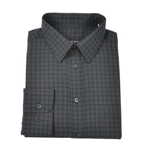 Checkered cotton dress shirt NORVISCH in green/black/gray
