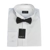 White  dress shirt with tuxedo collar and black bow tie